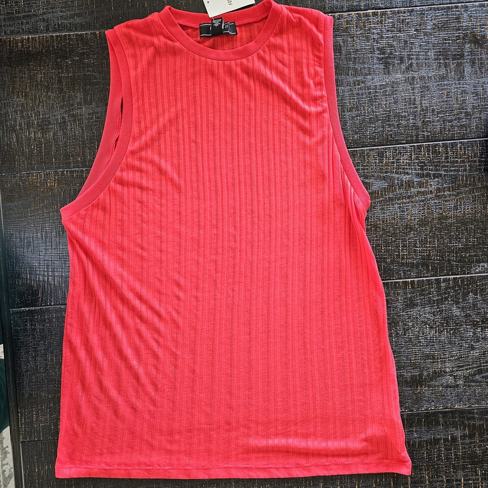 2fer$10 Forever 21 Men's Red Ribbed MUSCLE TANK